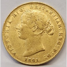 AUSTRALIA 1861 . ONE 1 SOVEREIGN . SYDNEY . GOLD